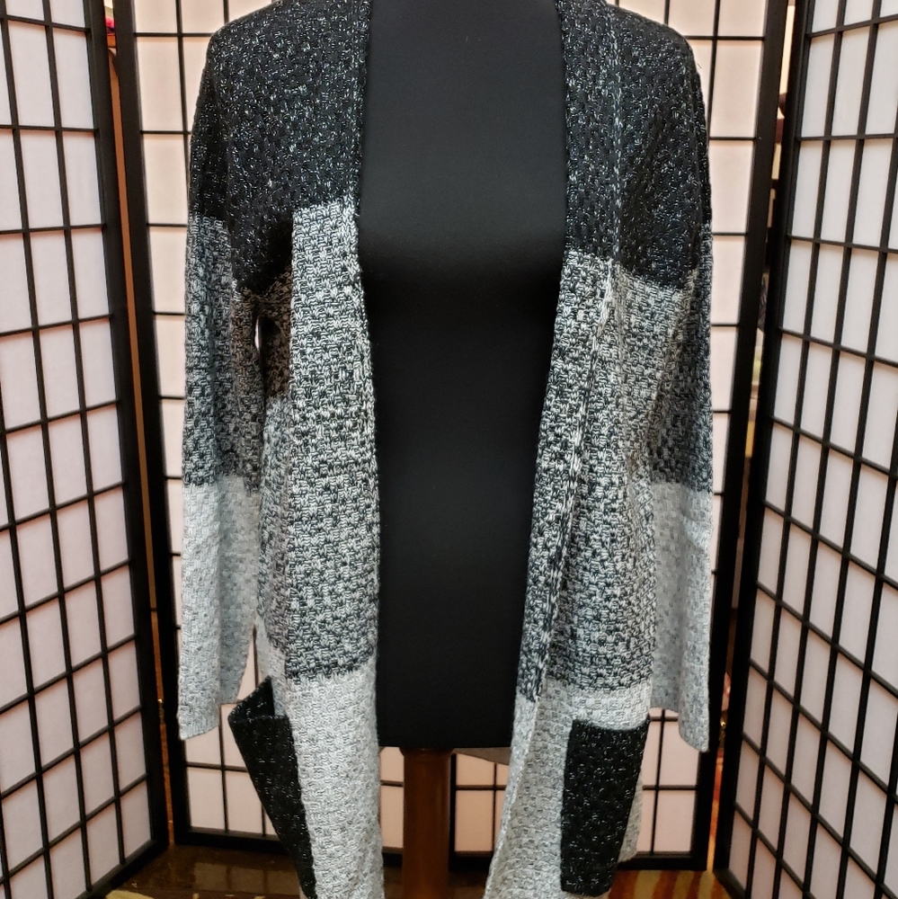 Black, white and gray sweater